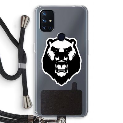Angry Bear (white): OnePlus Nord N10 5G Transparant Hoesje met koord
