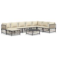 The Living Store Loungeset - Antraciet - Poly rattan - Hoekbank - 72 x 72 x 66 cm - Stevig frame - thumbnail