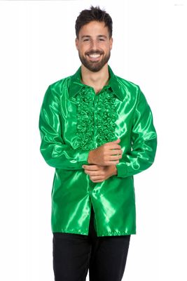 Ruche blouse satijn groen