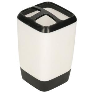 Concorde Badkamer tandenborstel beker - kunststof - zwart/wit - 7 x 11 cm