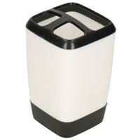 Concorde Badkamer tandenborstel beker - kunststof - zwart/wit - 7 x 11 cm