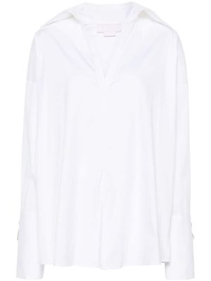 Genny blouse en popeline à ornements en cristal - Blanc