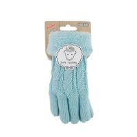 Lichtblauwe gebreide handschoenen teddy voor kinderen One size  -