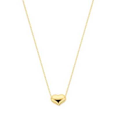 18k Geelgouden Collier met Hartje - Verstelbare Lengte (42-45cm), 1.1mm Schakel