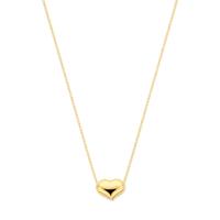 18k Geelgouden Collier met Hartje - Verstelbare Lengte (42-45cm), 1.1mm Schakel