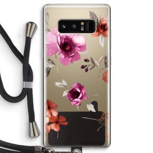 Geschilderde bloemen: Samsung Galaxy Note 8 Transparant Hoesje met koord