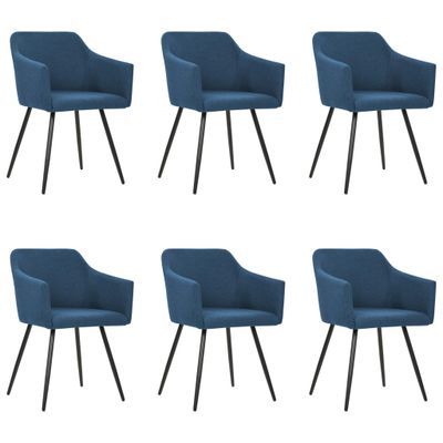 vidaXL Eetkamerstoelen 6 st stof blauw vidaXL Eetkamerstoelen 6 st stof blauw