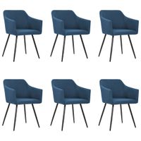 vidaXL Eetkamerstoelen 6 st stof blauw - thumbnail