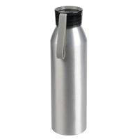 Aluminium waterfles/drinkfles zilver met grijze kunststof schroefdop 650 ml - thumbnail