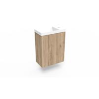 Fonteinkast Canyon Oak Arcqua Luna 40x55x28 cm Incl. Fontein Glans Wit Zonder Overloop