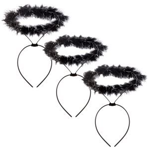 Engel halo - 3x - diadeem/tiara/haarband - zwart - Halloween/horror thema accessoires