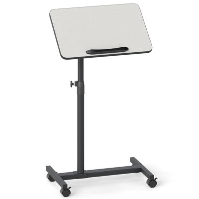 Höhenverstelbare Bedtafel op Wielen met Kantelbare en 360° Draaibare Tafelblad Verzorgingstafel Grijs