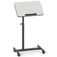 Höhenverstelbare Bedtafel op Wielen met Kantelbare en 360° Draaibare Tafelblad Verzorgingstafel Grijs