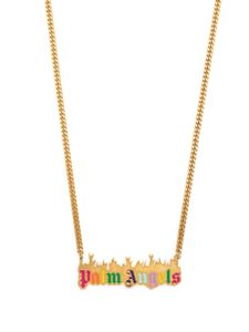 Palm Angels collier en maille gourmette à plaque logo - Or