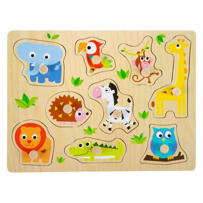 Small Foot houten noppenpuzzel dierentuin, 9st.