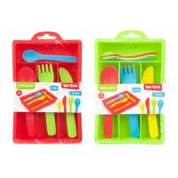 Toi-Toys Home food bestekset met bak, 16dlg. Toi-Toys Home food bestekset met bak, 16dlg.