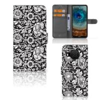 Nokia X10 | Nokia X20 Hoesje Black Flowers | Portemonnee hoesje