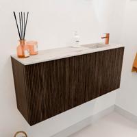 Toiletmeubel Mondiaz Joya Dlux | 90 cm | Meubelkleur Walnut | Faye wastafel Nata Wasbak Rechts | 1 kraangat Toiletmeubel Mondiaz Joya Dlux | 90 cm | Meubelkleur Walnut | Faye wastafel Nata Wasbak Rechts | 1 kraangat