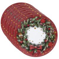 Set van 8x stuks ronde kerst onderborden kerstkrans 33 cm