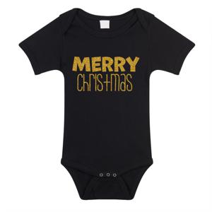 Kerst baby rompertje - zwart - glitter goud - Merry Christmas - Kerst cadeau