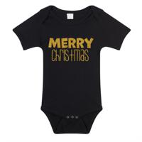 Kerst baby rompertje - zwart - glitter goud - Merry Christmas - Kerst cadeau - thumbnail