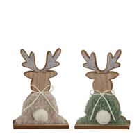 Rendier MDF 13x4x19cm wit/groen Rendier MDF 13x4x19cm wit/groen