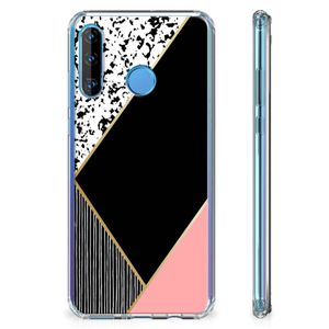 Huawei P30 Lite Shockproof Case Zwart Roze Vormen