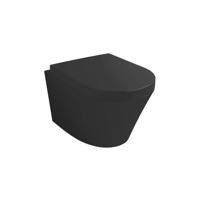 Rimless Wandcloset BWS Mark Mat Zwart PK Met Toiletzitting Softclose En Quick Release Mat Zwart Boss & Wessing