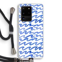 Blauwe golven: Samsung Galaxy S20 Ultra Transparant Hoesje met koord Blauwe golven: Samsung Galaxy S20 Ultra Transparant Hoesje met koord