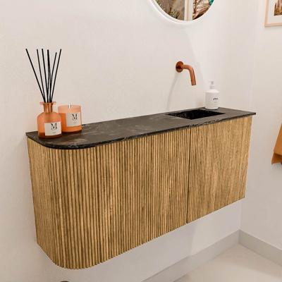 Toiletmeubel Mondiaz Joya Dlux | 91.6 cm | Meubelkleur Oak | Faye wastafel Lava Wasbak Rechts | Zonder kraangat(en)