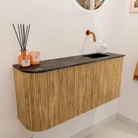 Toiletmeubel Mondiaz Joya Dlux | 91.6 cm | Meubelkleur Oak | Faye wastafel Lava Wasbak Rechts | Zonder kraangat(en)