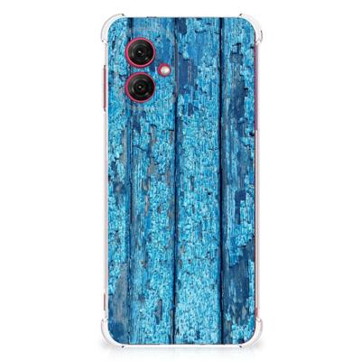 Motorola Moto G55 Stevig Telefoonhoesje Wood Blue Motorola Moto G55 Stevig Telefoonhoesje Wood Blue