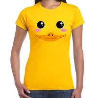 Eend gezicht fun verkleed t-shirt geel voor dames - thumbnail