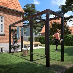 Moderne Pergola Hout Met Waslijnen en Fitness