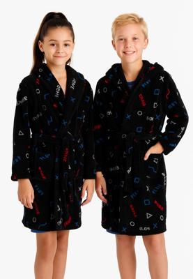 Zwarte kinderbadjas game - fleece