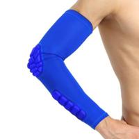 Basketbal mouw cellulaire anti-botsing antislip compressie elleboog beschermende Gear maat: M (blauw)