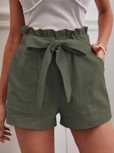 Casual Cotton And Linen Plain Regular Fit Shorts