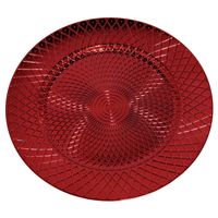 Ronde diner onderborden/kaarsenbord/plateau glimmend rood van 33 cm   -