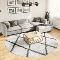 VidaXL Vloerkleed pamplona shaggy hoogpolig ø 240 cm crème en zwart