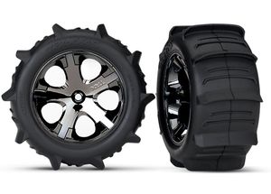 Tires & wheels, assembled, glued (2.8") (All-Star black chrome wheels, paddle tires, foam inserts) (rear) (2) (TSM rated)