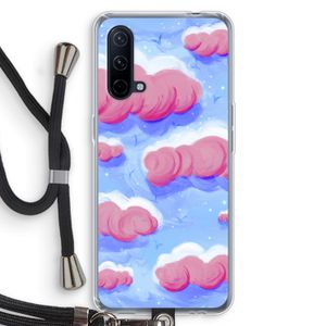 Roze wolken met vogels: OnePlus Nord CE 5G Transparant Hoesje met koord