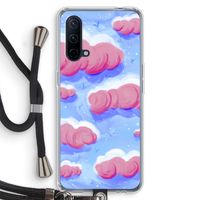 Roze wolken met vogels: OnePlus Nord CE 5G Transparant Hoesje met koord