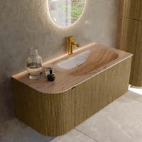 Badmeubel Mondiaz Kurve-Dlux | 105 cm | Meubelkleur Dusk | Wastafelkleur Arena | Solid surface | Wasbak rechter zijde spoelbak | 1 kraangat