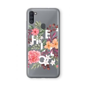 Hello in flowers: Samsung Galaxy A11 Transparant Hoesje