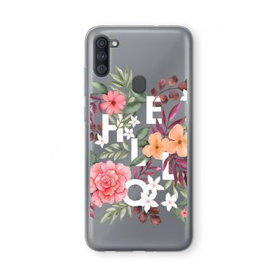 Hello in flowers: Samsung Galaxy A11 Transparant Hoesje