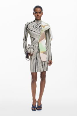Jurk met golvende strepen - WHITE - L