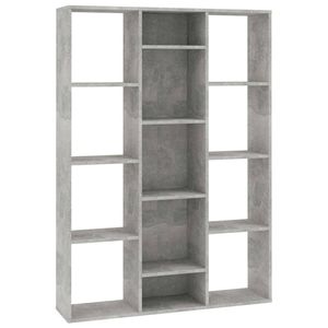 The Living Store Boekenrek Betongrijs 100x24x140 cm - Met 13 vakken - Te gebruiken als boekenkast