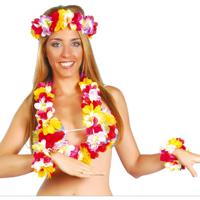 Toppers in concert - Hawaii krans/slinger set - Tropische/zomerse kleuren mix - Hoofd/polsen/hals slingers - thumbnail