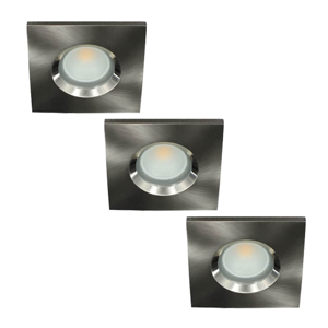 Set 3x Camilla LED spot compleet (incl. lichtbron) GU10 COB 5Watt vierkant NIKKEL IP65 dimbaar