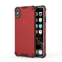 Schokbestendige honingraat PC + TPU beschermhoes voor iPhone XS Max (rood)